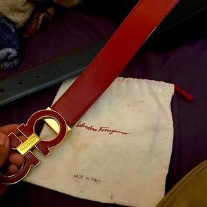 Salvatore Ferragamo Reversible Belt Red/Black with gold logo